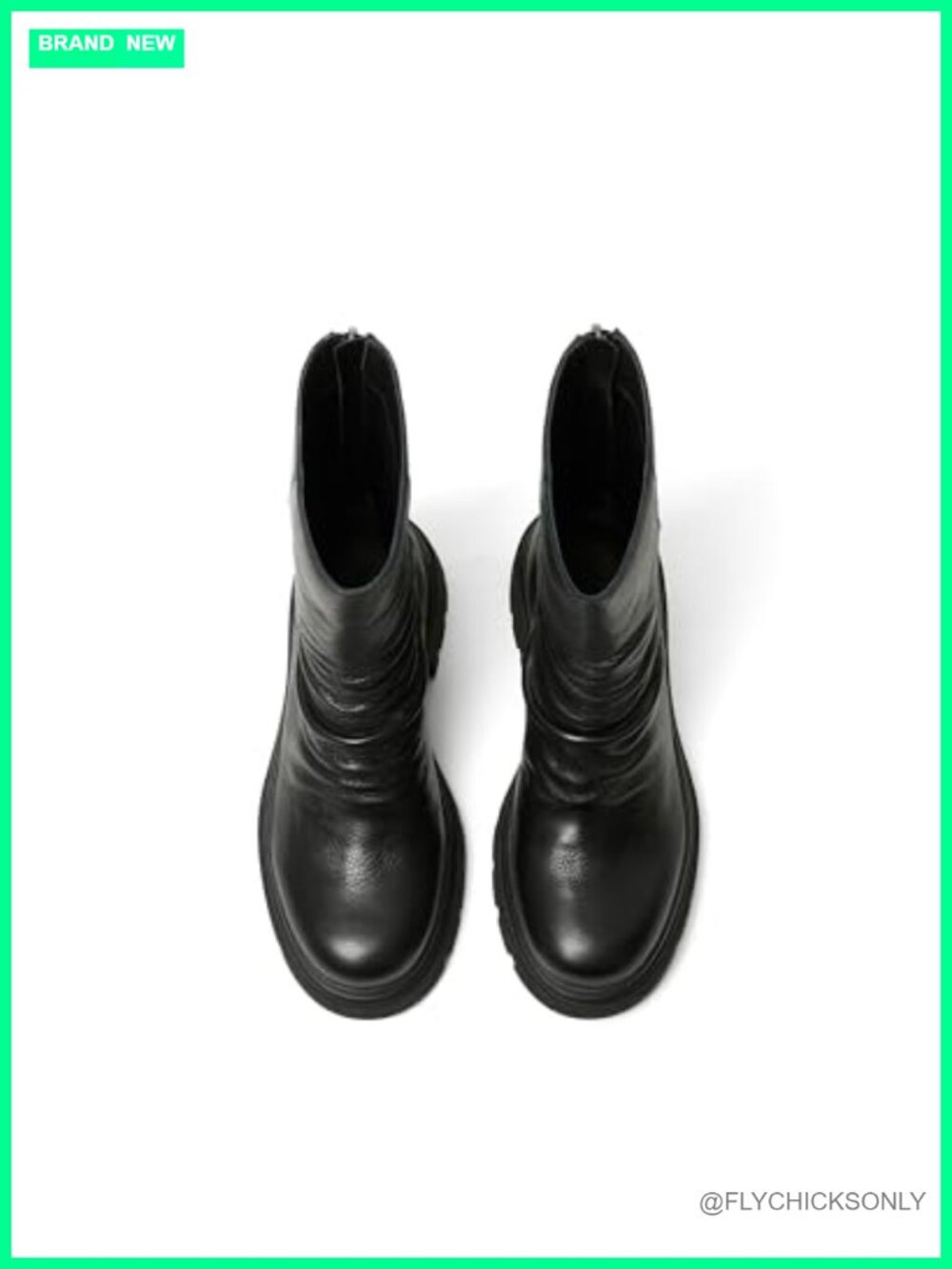 Mid-Calf Ruched Leather Platform Boot - Picture 2 of 4